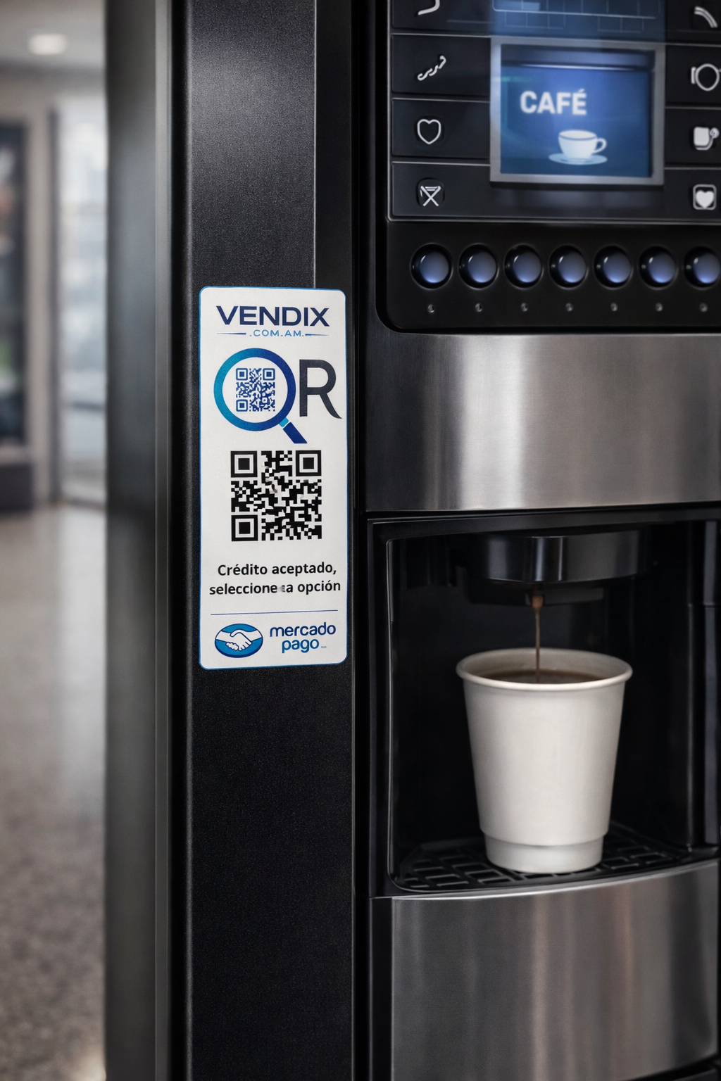 Vendix aplicado en máquina de café